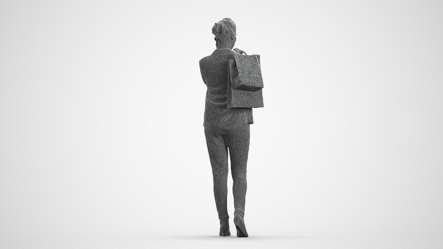 photogrammetry 3D woman business formalaffairs, realistic human model archviz FBX, wireframe front view