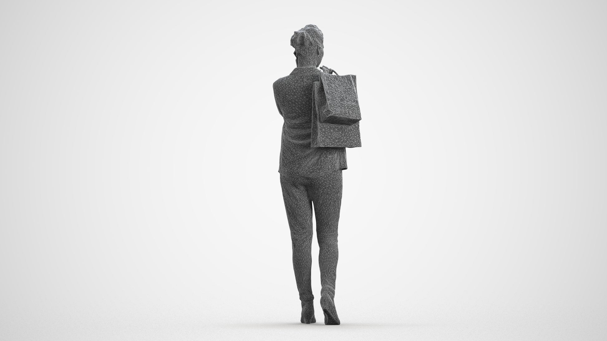 photogrammetry 3D woman business formalaffairs, realistic human model archviz FBX, wireframe front view