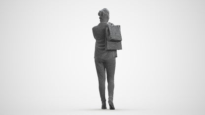 photogrammetry 3D woman business formalaffairs, realistic human model archviz FBX, wireframe front view