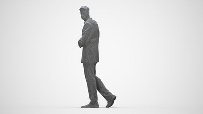 3D human model man business, photogrammetry scanned person for archviz, wireframe back view