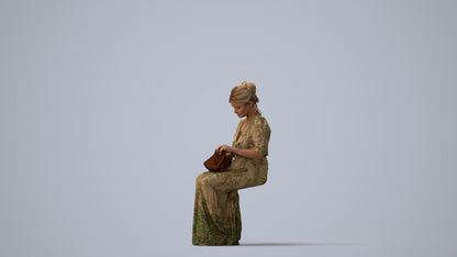 3D people model woman casual standing, scanned human for 3ds Max rendering, three-quarter view render