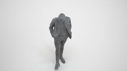 3D people model man casual standing, scanned human for 3ds Max rendering, wireframe three-quarter view
