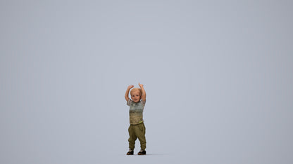 3D people model boy casual kids, scanned human for 3ds Max rendering, top-down view render