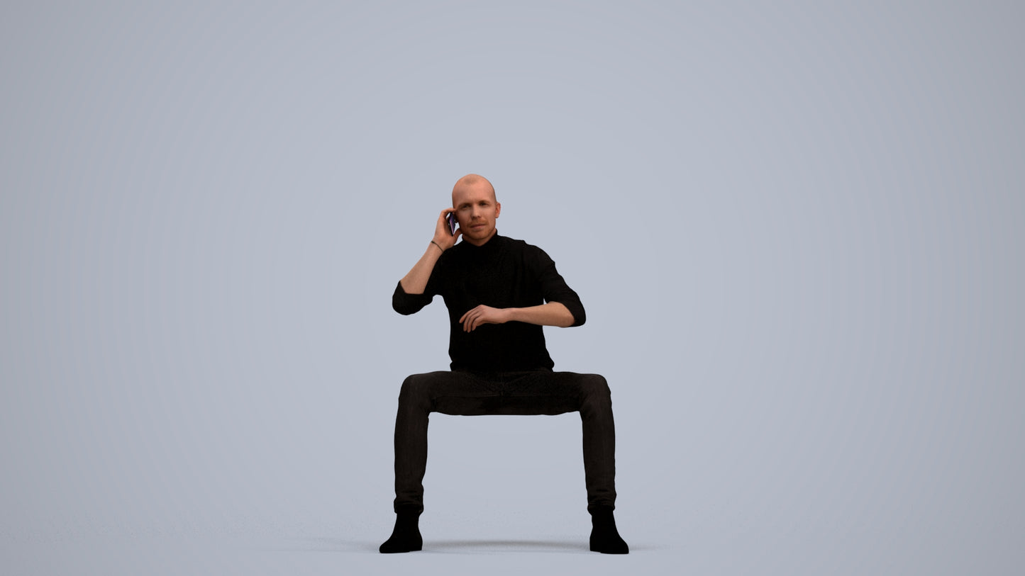 3D human model man casual business, photogrammetry scanned person for archviz, standing pose render