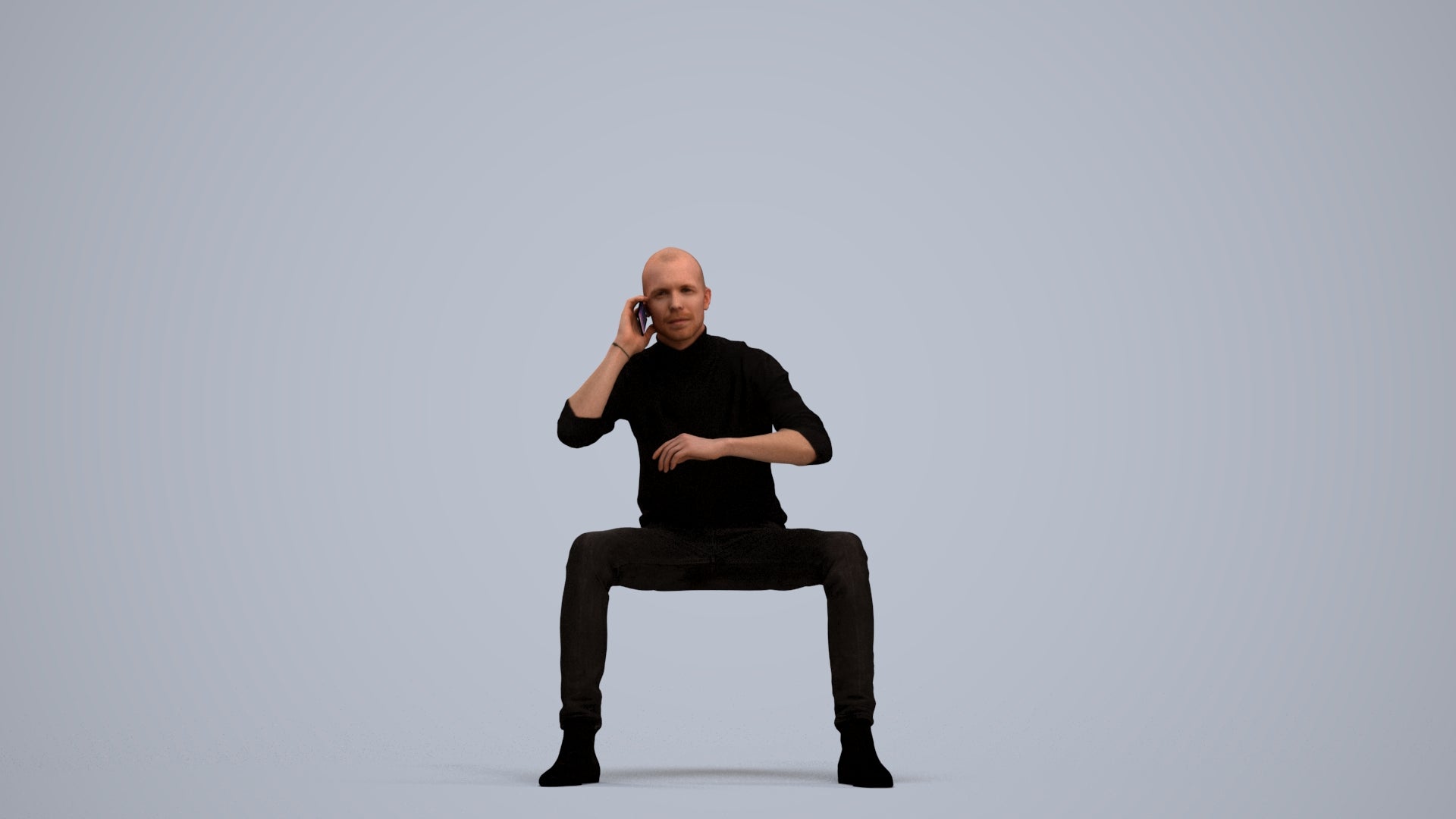 3D human model man casual business, photogrammetry scanned person for archviz, standing pose render
