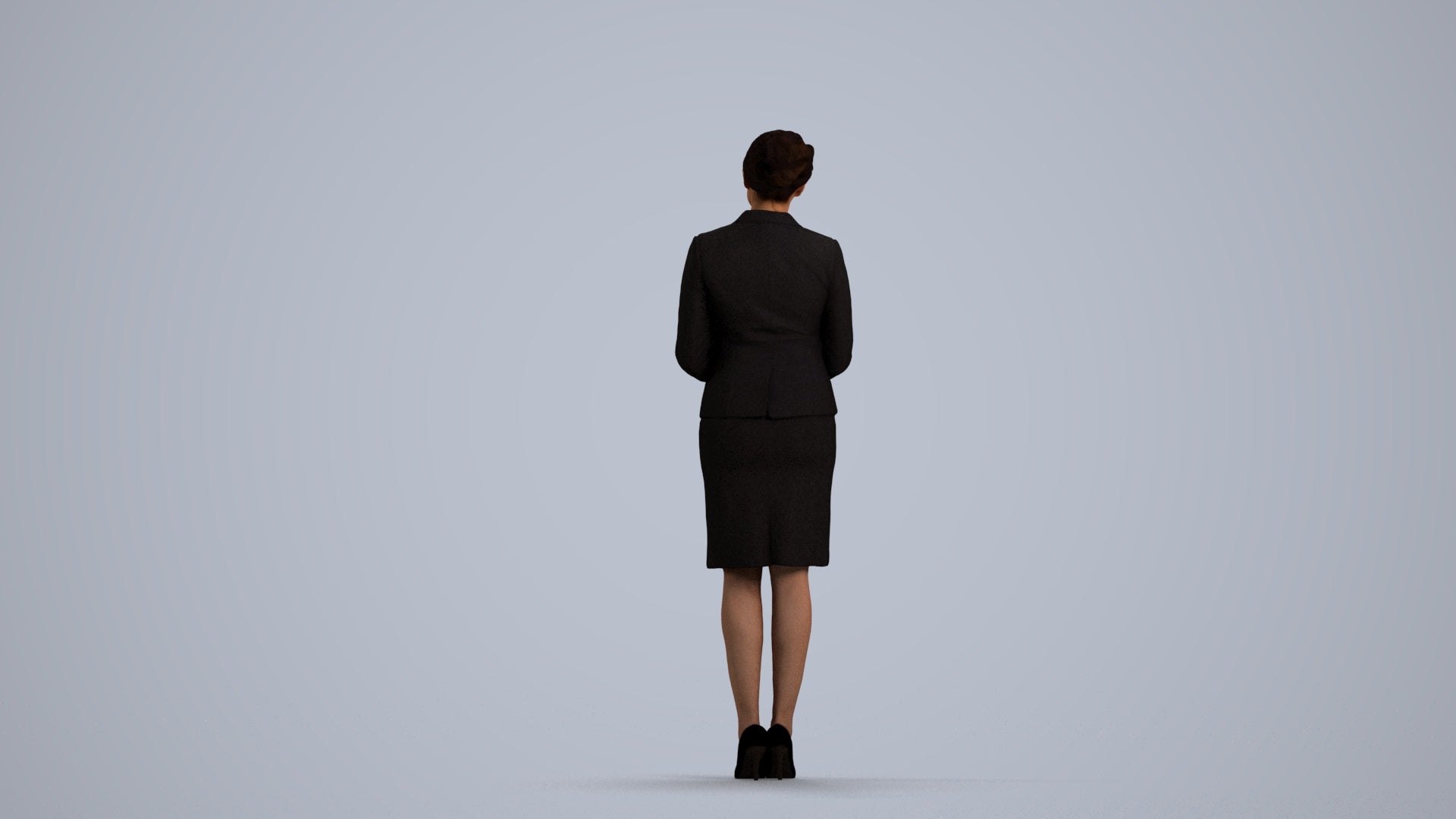 3D scanned woman standing, photorealistic archviz people for Enscape and SketchUp, front view render