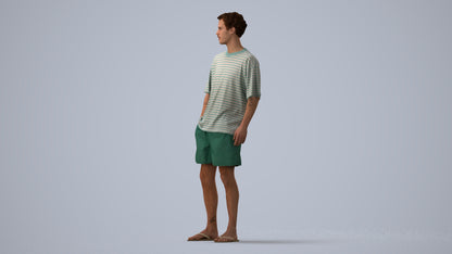 3D scanned man standing casual, photorealistic archviz people for Enscape and SketchUp, three-quarter view render