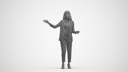realistic 3D woman business, scanned archviz people for Blender and 3ds Max, three-quarter front view render