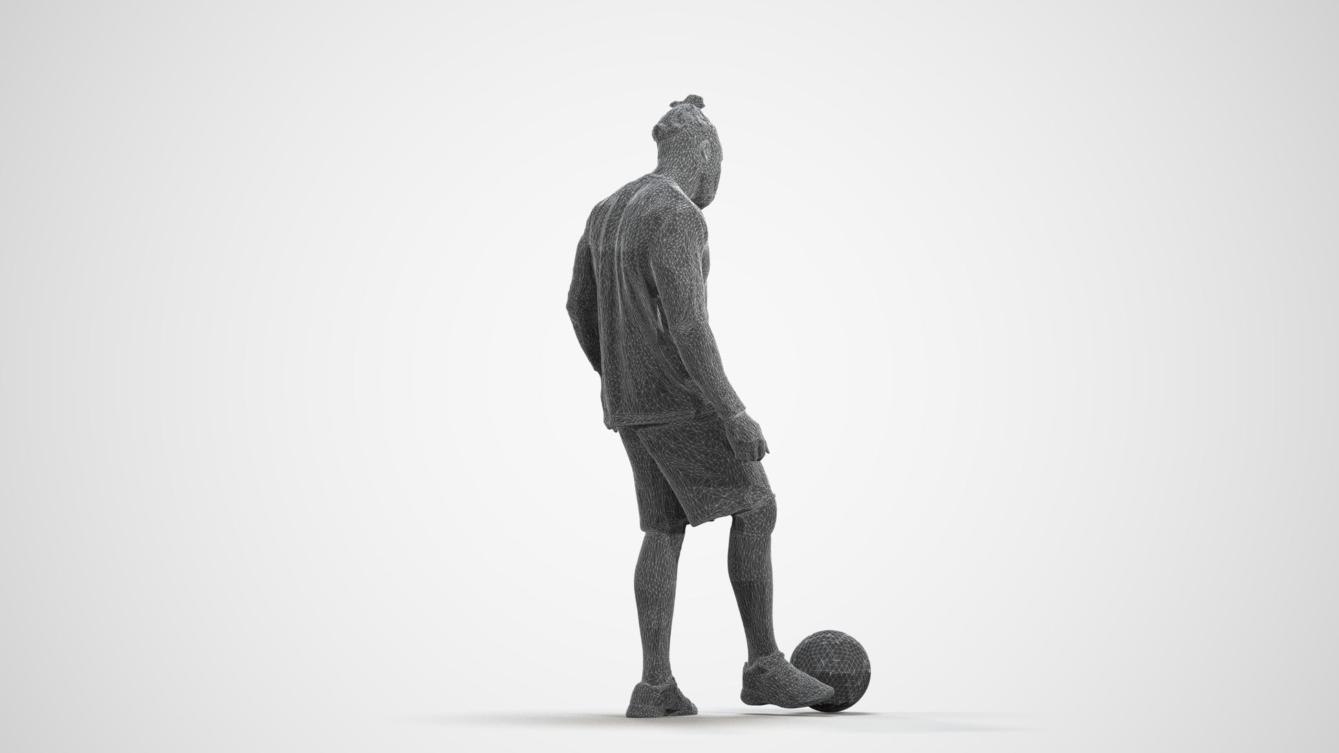 realistic 3D man sport, scanned archviz people for Blender and 3ds Max, wireframe front view