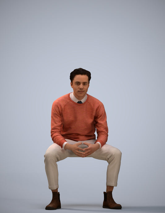 3D scanned man business casual, photorealistic archviz people for Enscape and SketchUp
