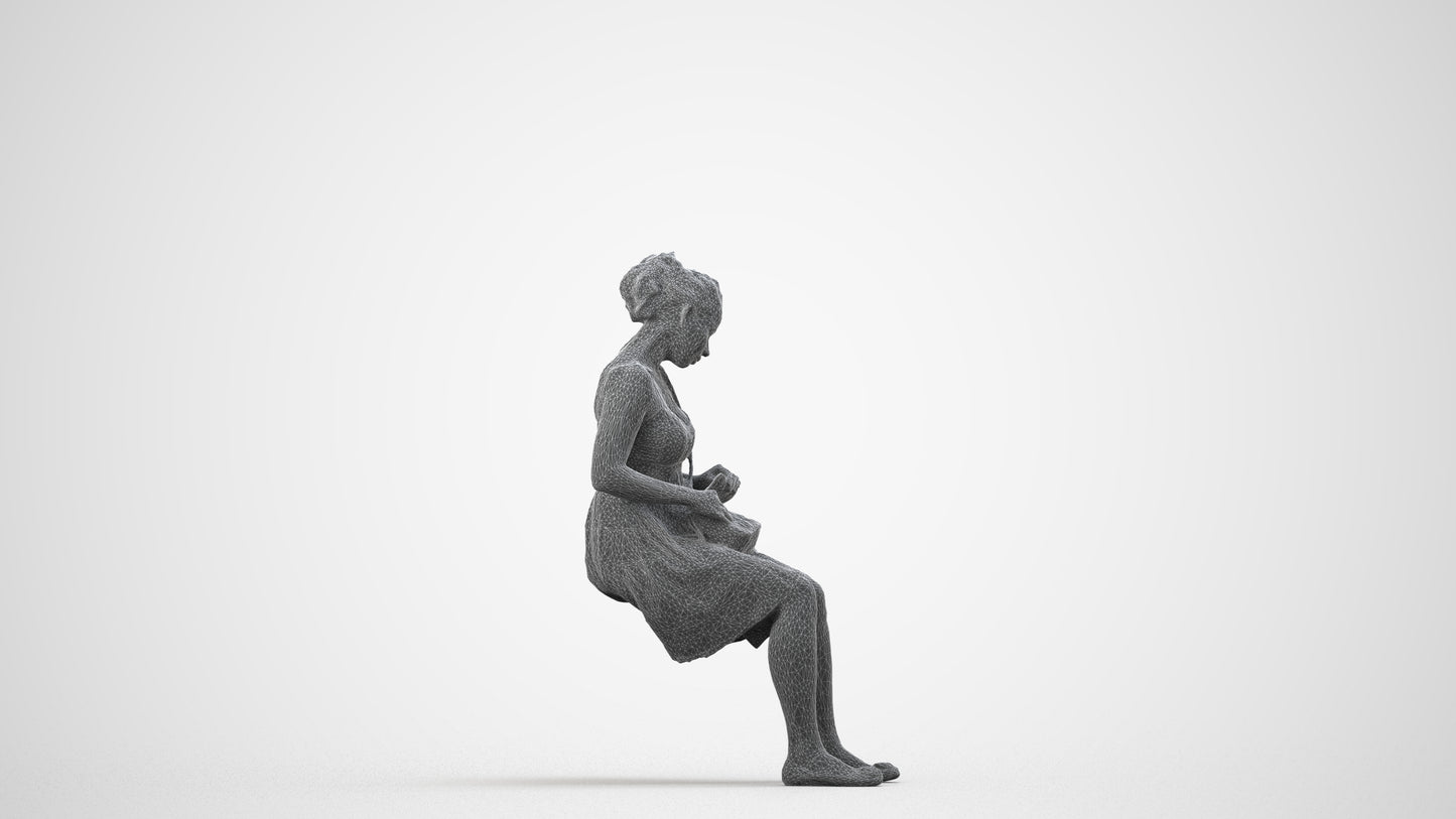 3D people model woman formal formalaffairs, scanned human for 3ds Max rendering, wireframe side view