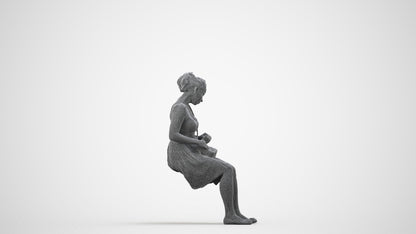 3D people model woman formal formalaffairs, scanned human for 3ds Max rendering, wireframe side view