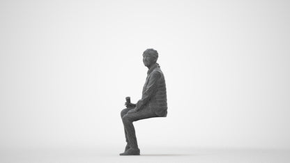 3D scanned senior woman sitting casual, photorealistic archviz people for Enscape and SketchUp, square thumbnail