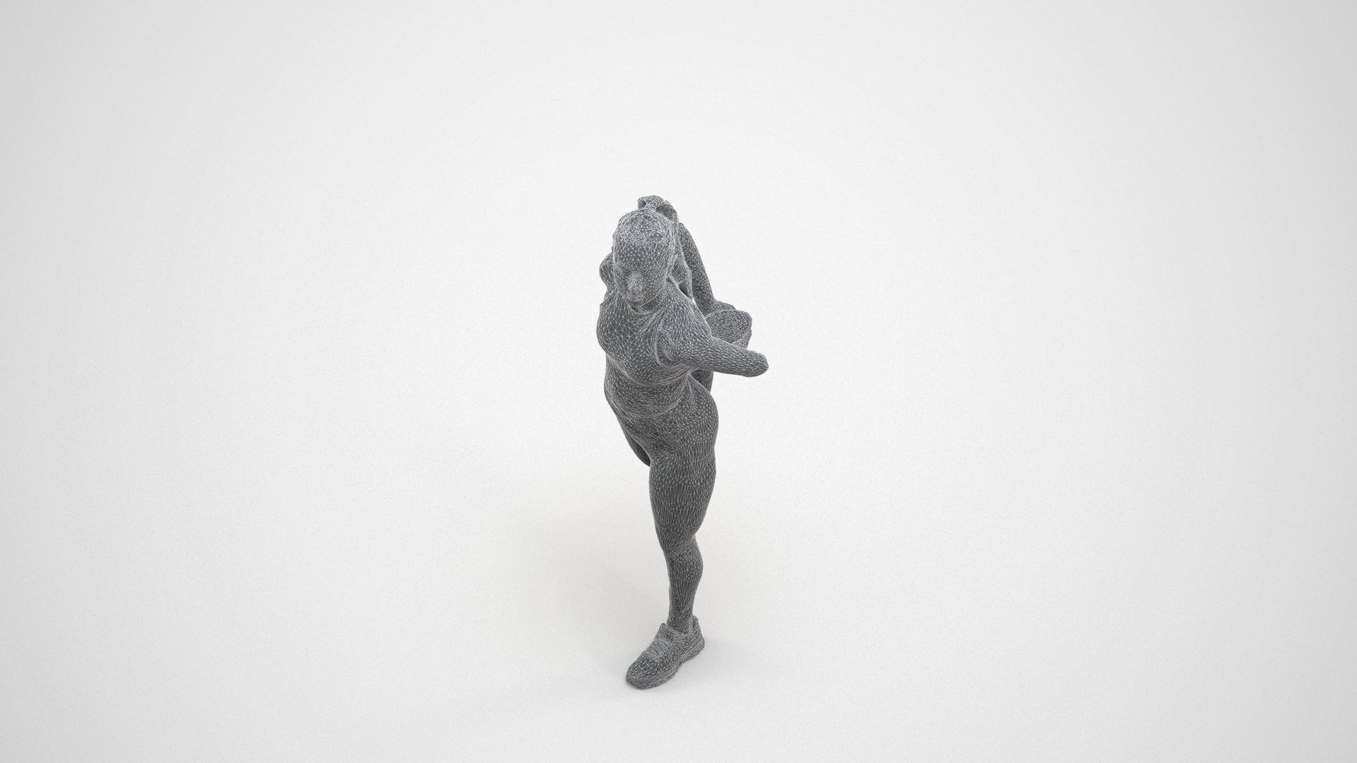 realistic 3D woman sport, scanned archviz people for Blender and 3ds Max, wireframe three-quarter view
