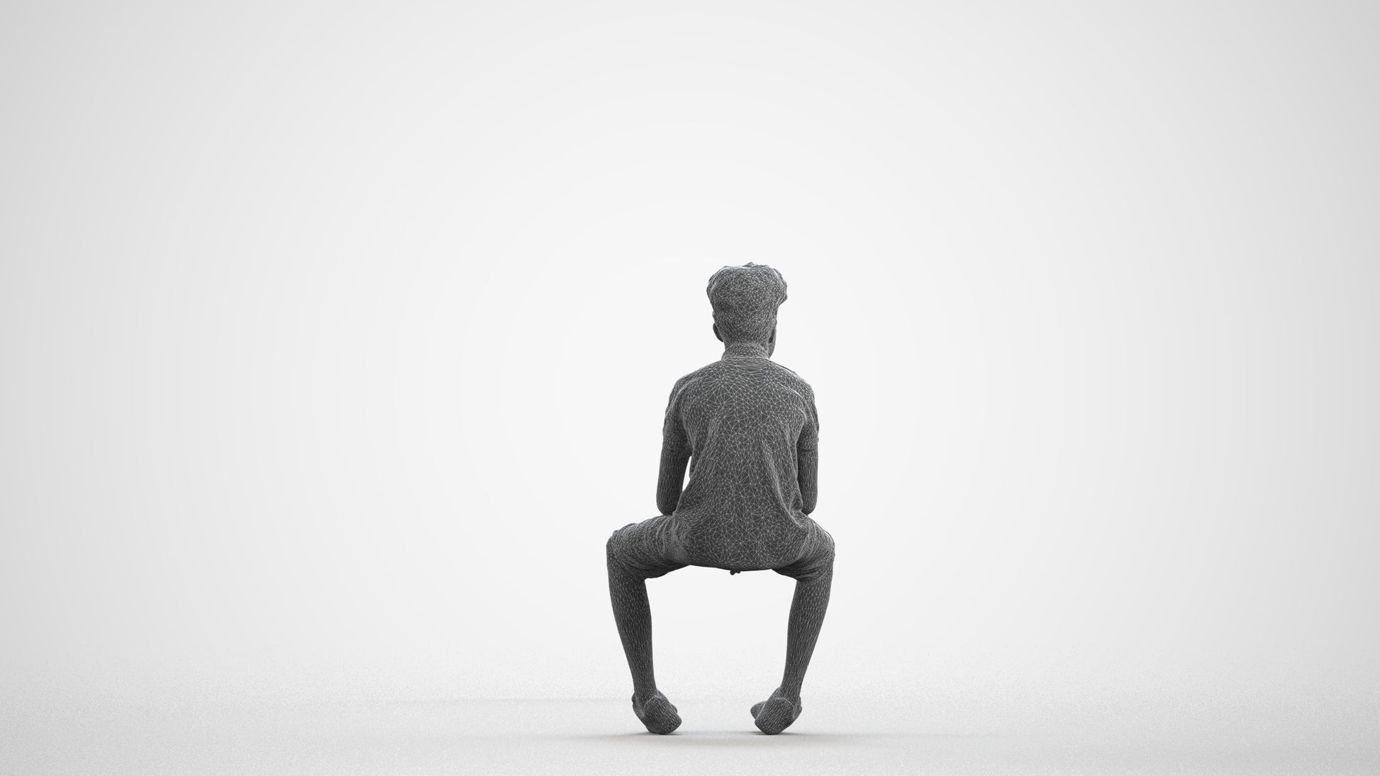 3D scanned boy kids casual, photorealistic archviz people for Enscape and SketchUp, wireframe front view