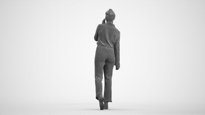 scanned 3D woman business walking, photogrammetry people for Enscape and V-Ray, wireframe front view