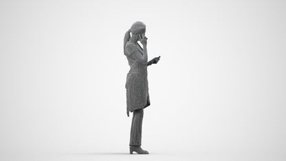 realistic 3D woman hospitality, scanned archviz people for Blender and 3ds Max, wireframe side view