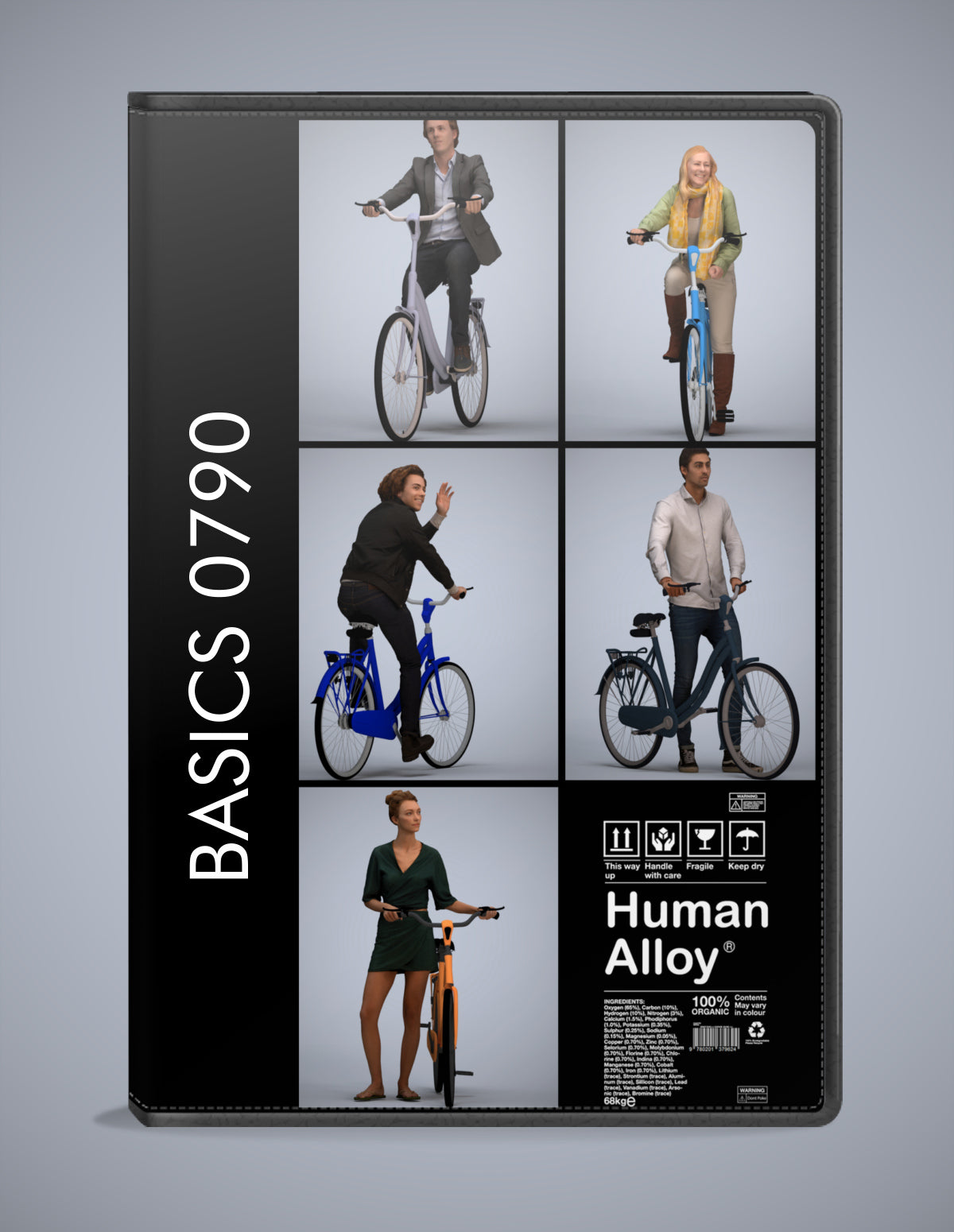 5x realistic 3D people cycling pack, scanned archviz collection for Blender and 3ds Max