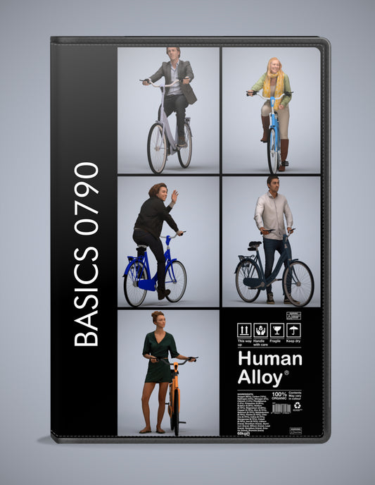 5x realistic 3D people cycling pack, scanned archviz collection for Blender and 3ds Max