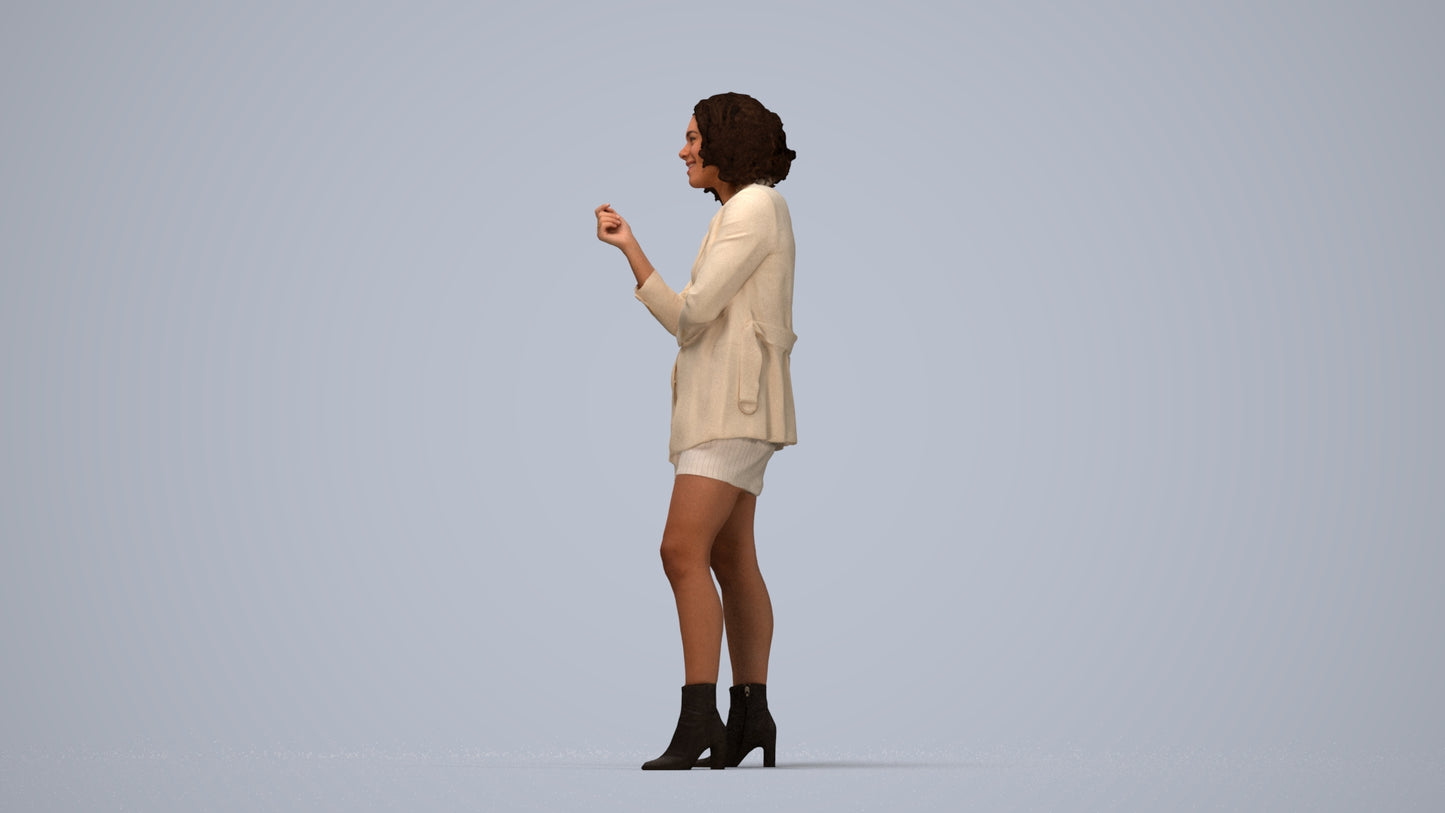 scanned 3D woman business standing, photogrammetry people for Enscape and V-Ray, top-down view render