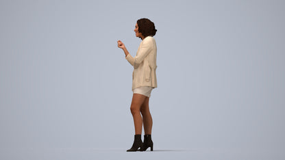 scanned 3D woman business standing, photogrammetry people for Enscape and V-Ray, top-down view render