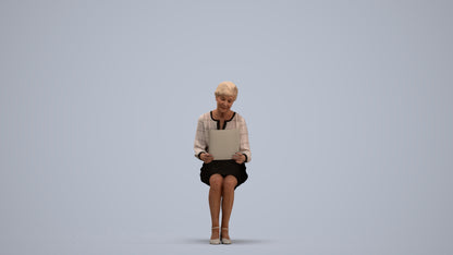 3D people model senior woman business sitting, scanned human for 3ds Max rendering, standing pose render