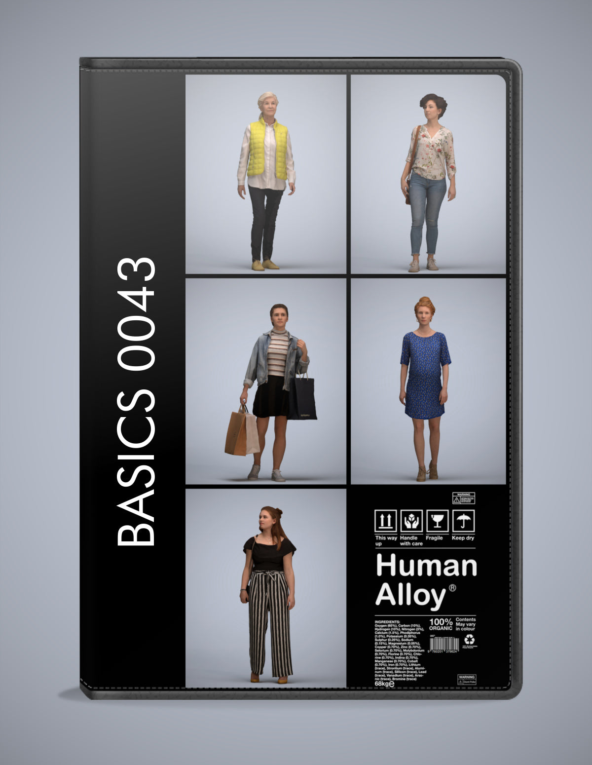 photogrammetry 3D people walking collection, 5 realistic human models archviz FBX