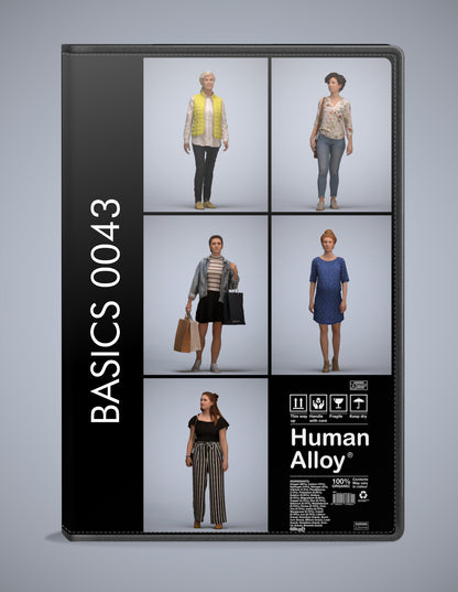 photogrammetry 3D people walking collection, 5 realistic human models archviz FBX