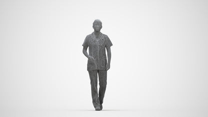 scanned 3D woman standing, photogrammetry people for Enscape and V-Ray, wireframe back view