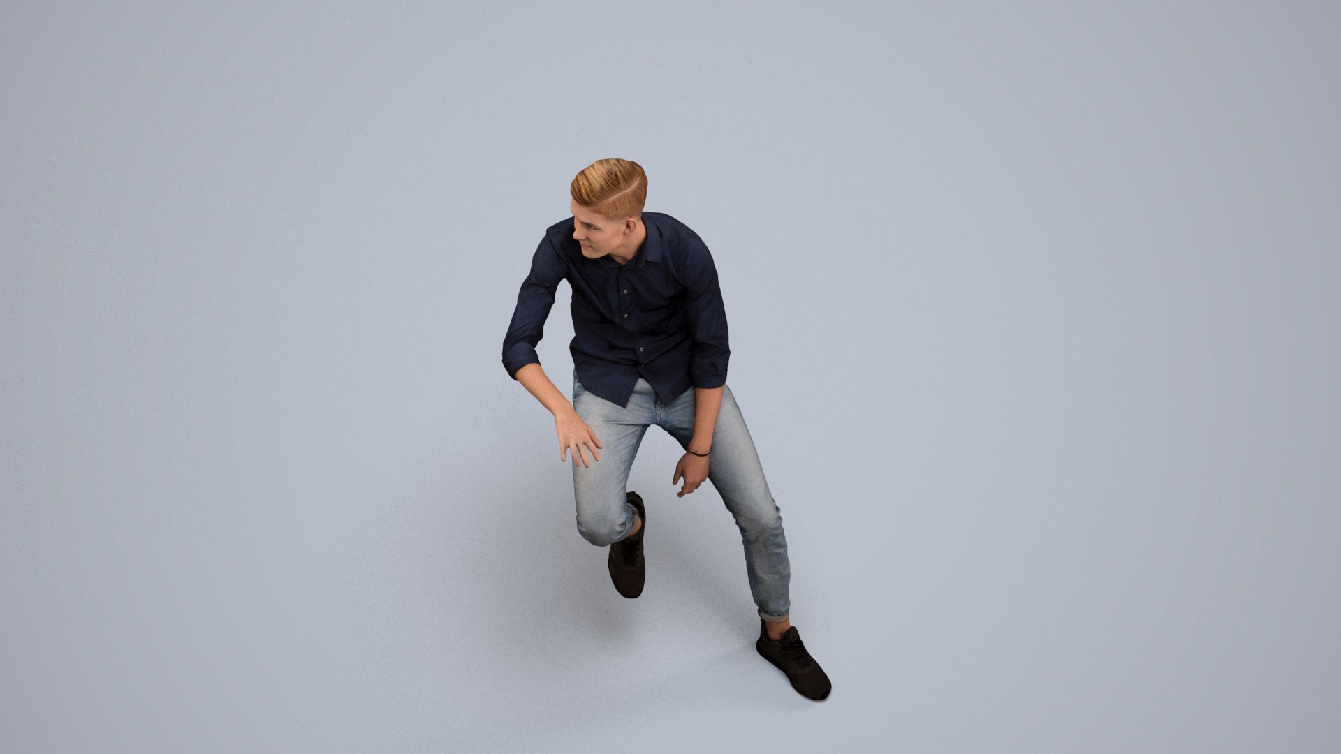 realistic 3D people man casual sitting, render-ready for V-Ray and Corona, FBX OBJ, back view render