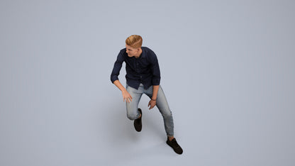 realistic 3D people man casual sitting, render-ready for V-Ray and Corona, FBX OBJ, back view render