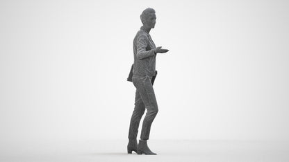 realistic 3D people woman business, render-ready for V-Ray and Corona, FBX OBJ, wireframe side view