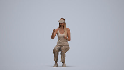photogrammetry 3D woman casual sitting, realistic human model archviz FBX, standing pose render