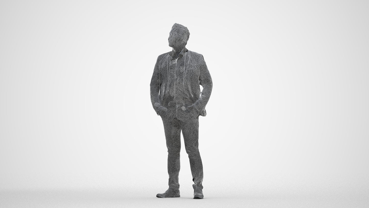 3D scanned man business, photorealistic archviz people for Enscape and SketchUp, three-quarter front view render
