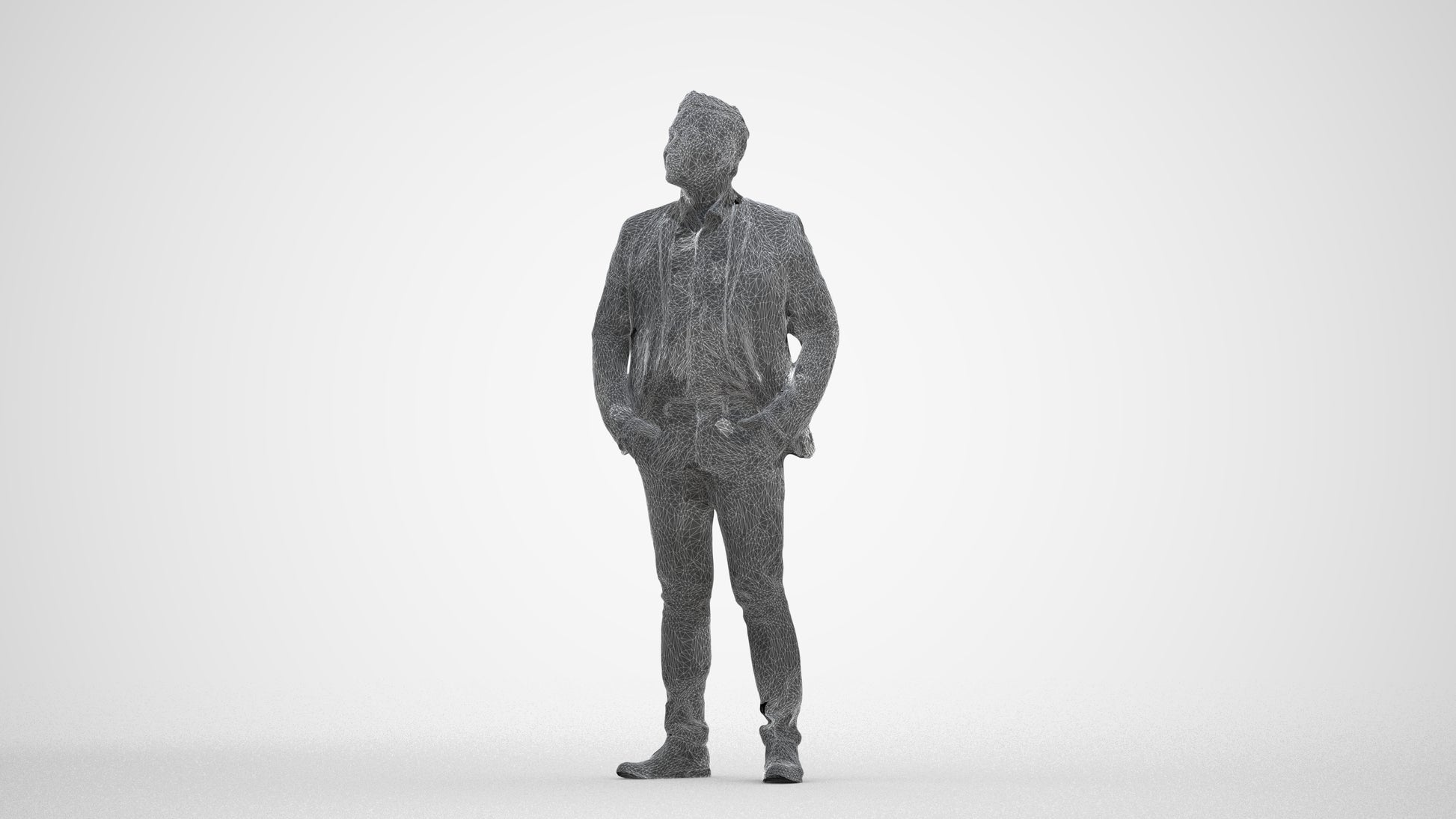 3D scanned man business, photorealistic archviz people for Enscape and SketchUp, three-quarter front view render