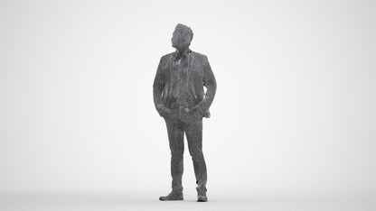 3D scanned man business, photorealistic archviz people for Enscape and SketchUp, three-quarter front view render