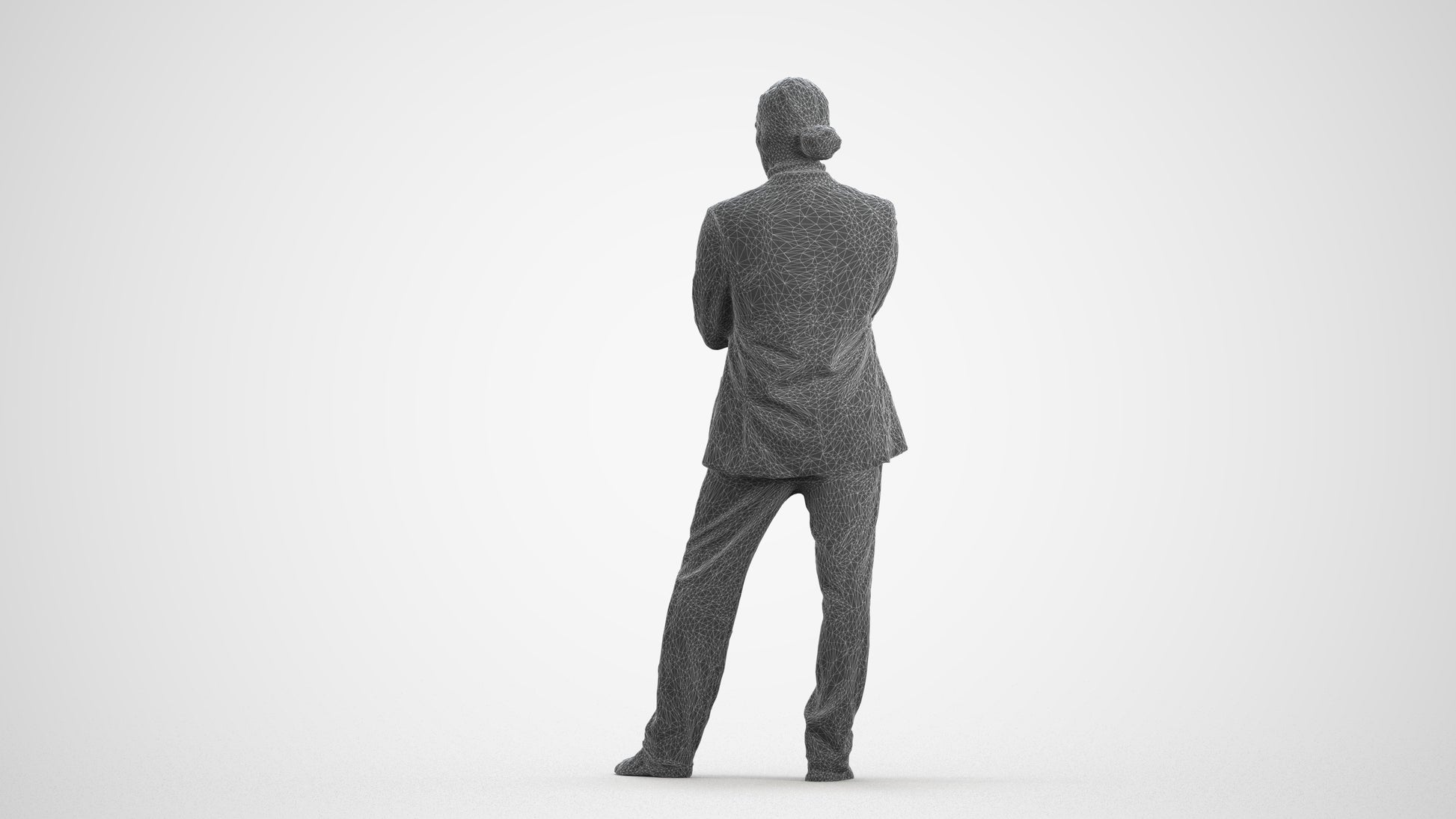 scanned 3D man business, photogrammetry people for Enscape and V-Ray, wireframe front view