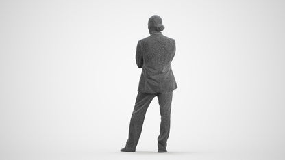 scanned 3D man business, photogrammetry people for Enscape and V-Ray, wireframe front view