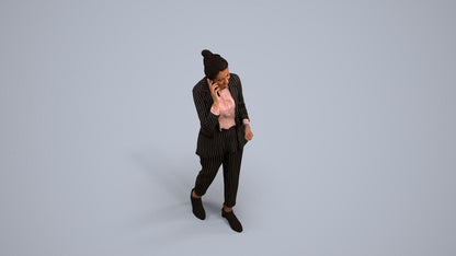 3D human model woman business, photogrammetry scanned person for archviz, back view render