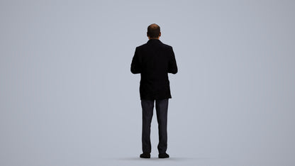 realistic 3D human man formal standing, archviz people FBX OBJ for Blender, front view render