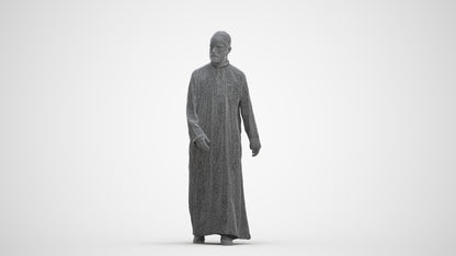 3D people model man walking, scanned human for 3ds Max rendering, three-quarter front view render