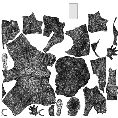 scanned 3D woman casual standing, photogrammetry people for Enscape and V-Ray, wireframe top-down view