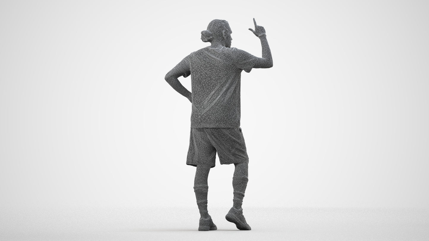 3D human model man sport, photogrammetry scanned person for archviz, wireframe side view