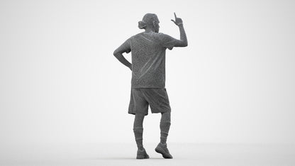 3D human model man sport, photogrammetry scanned person for archviz, wireframe side view