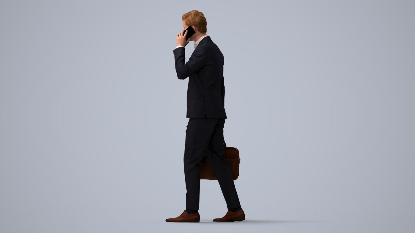 photogrammetry 3D man business, realistic human model archviz FBX, three-quarter view render