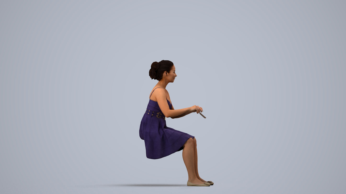 realistic 3D human woman formal formalaffairs, archviz people FBX OBJ for Blender, side view render