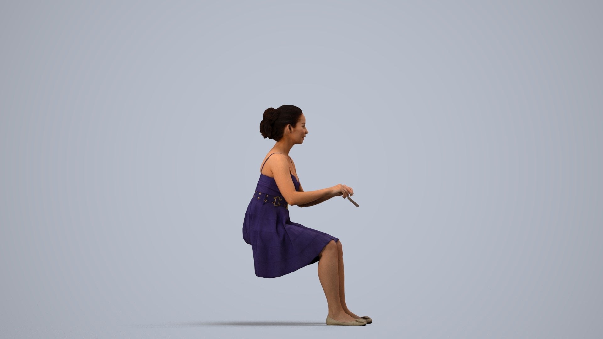 realistic 3D human woman formal formalaffairs, archviz people FBX OBJ for Blender, side view render