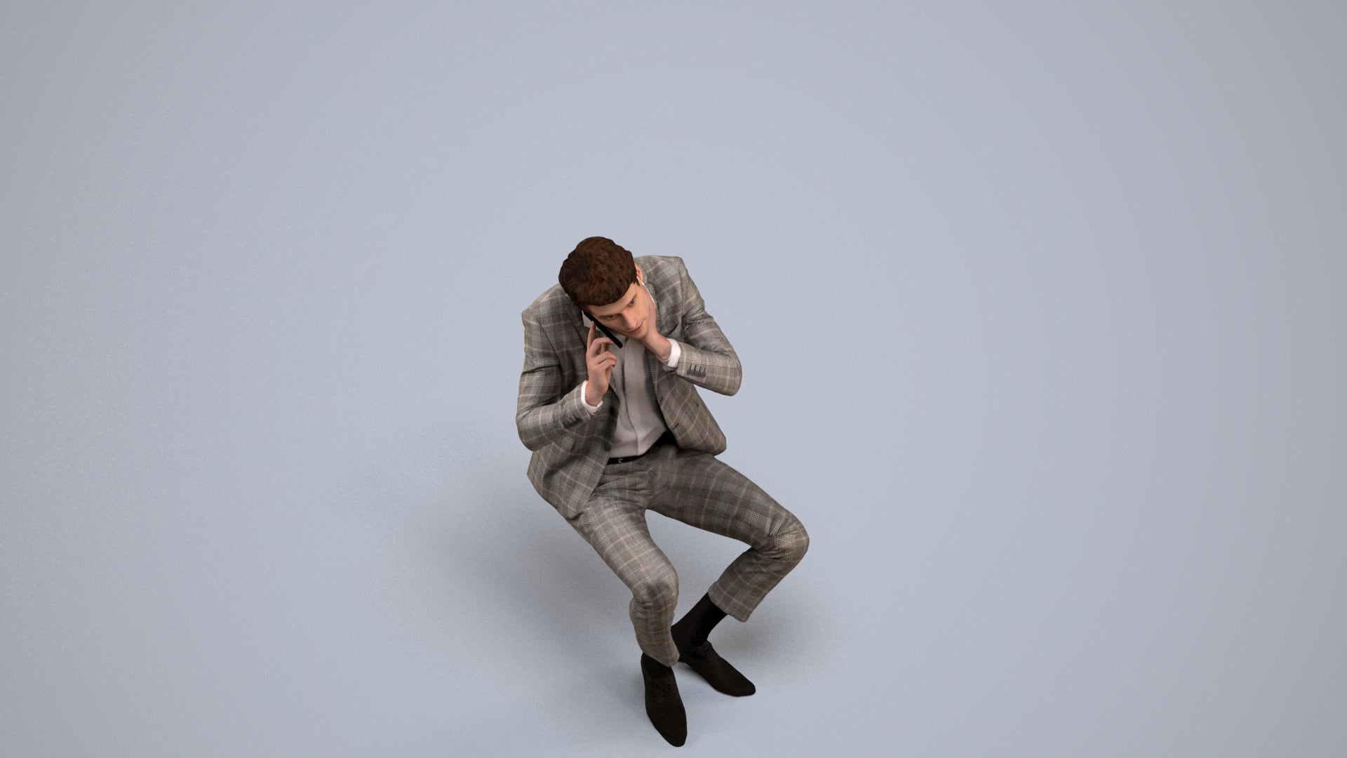 realistic 3D human man business, archviz people FBX OBJ for Blender, back view render