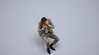 realistic 3D human man business, archviz people FBX OBJ for Blender, back view render