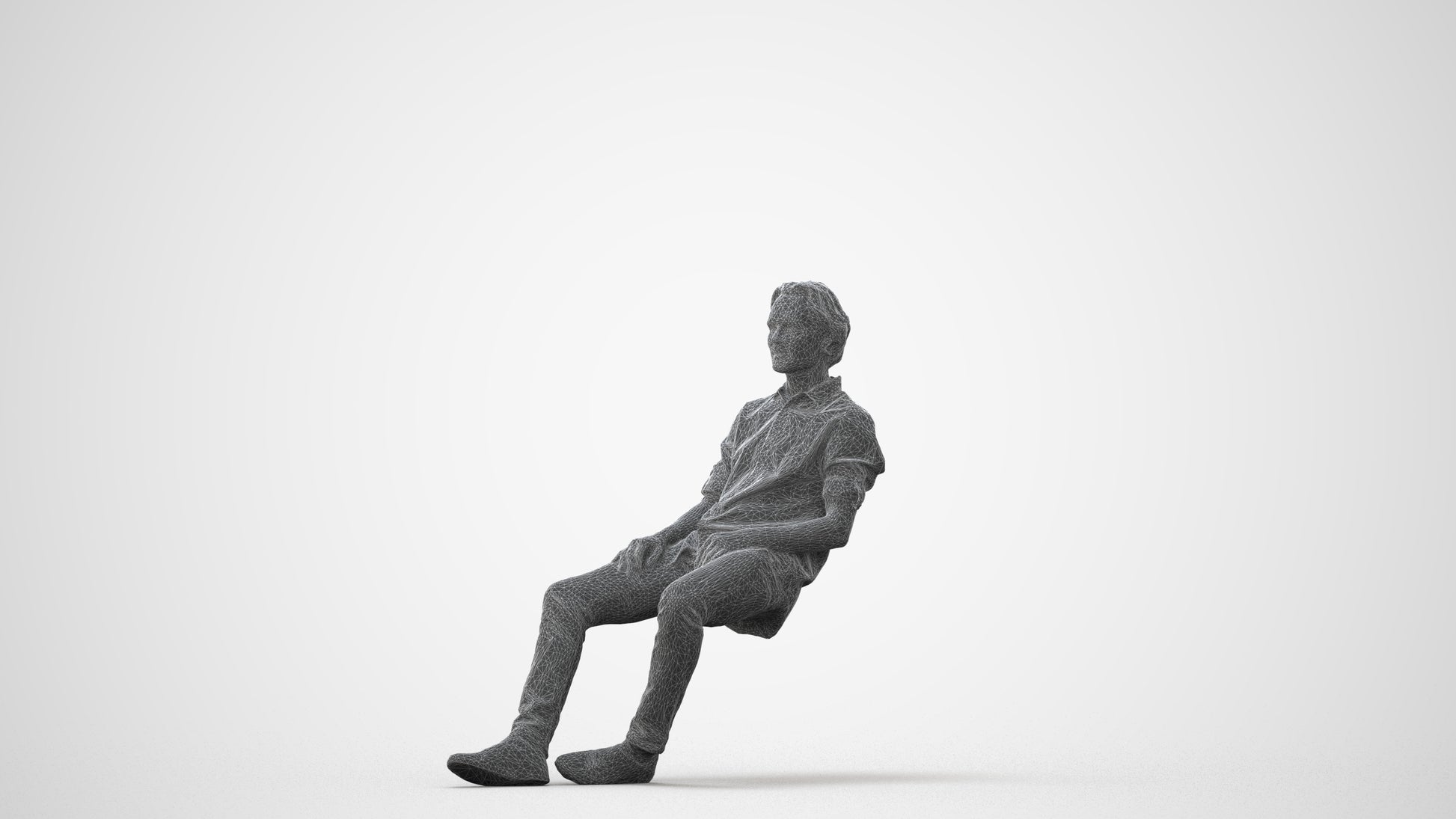 realistic 3D human man casual sitting, archviz people FBX OBJ for Blender, square thumbnail